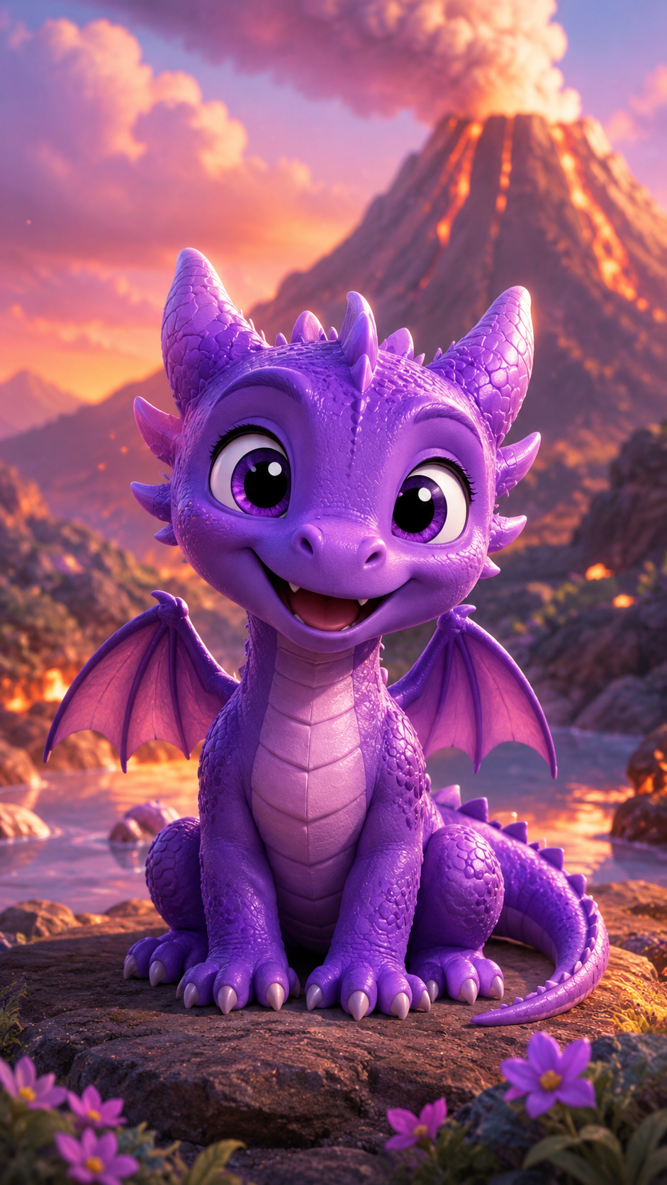 Dragón bebé morado — resultado generado con ChatGPT